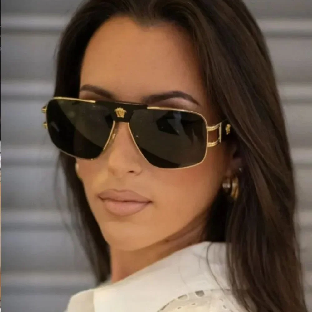 Versace VE2251 100287 Sunglasses Gold Dark Grey Metal Pilot Unisex